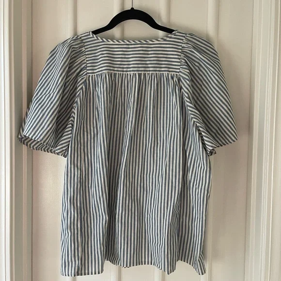 NWT Madewell Courtyard Flutter-Sleeve Top in Stripe - Picture 4 of 8